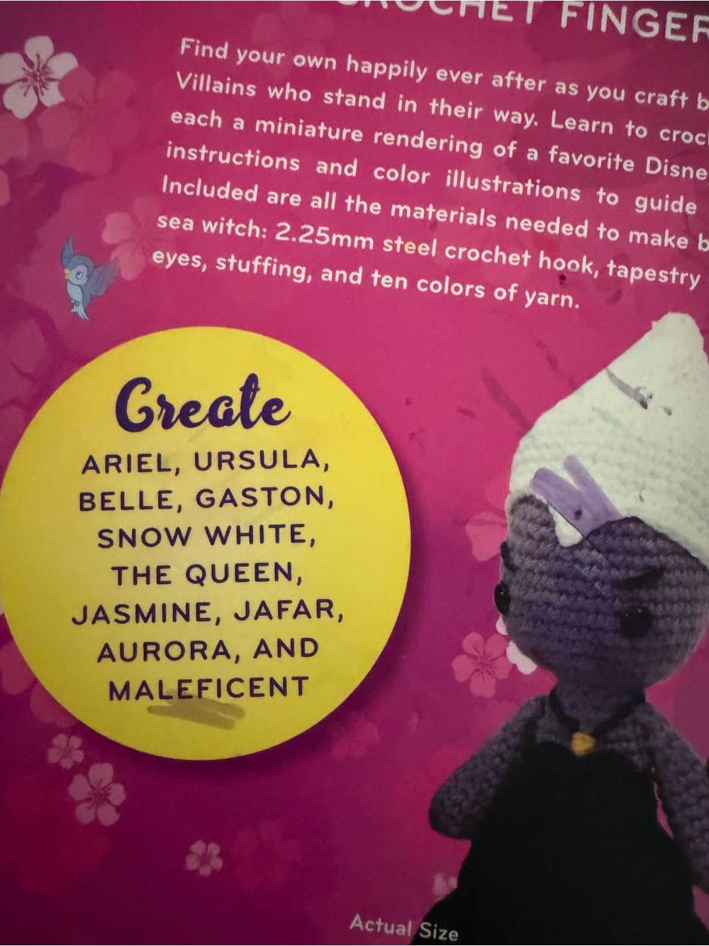 Disney Crochet finger puppets- Ariel & Ursula with book on how to make 10 charac - Picture 3 of 5